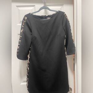 Vince Camuto Black Dress with Animal Print Sleeves